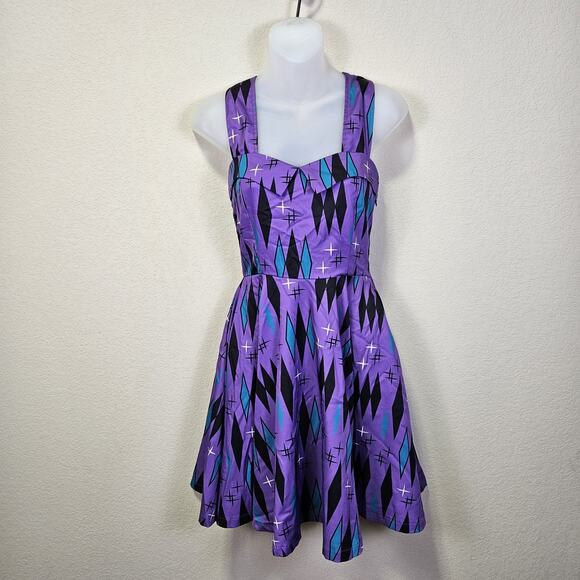 Sourpuss Haunted Diamonds Veronica Dress Gothic Rockabilly Halloween Purple XS - Picture 1 of 16